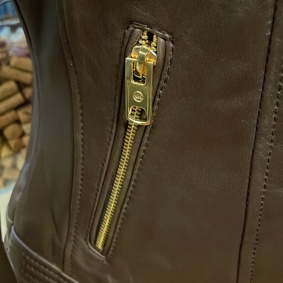 Michael Michael Kors Dark Brown Genuine Leather Moto Jacket size XS - Picture 5 of 12